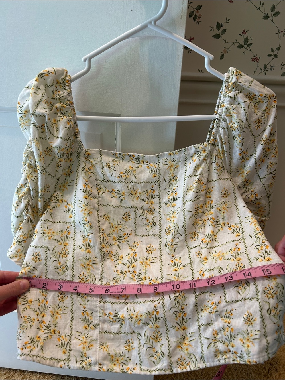 Joie Cream Floral Square-Neck Linen Top Size Medium - Picture 6 of 6